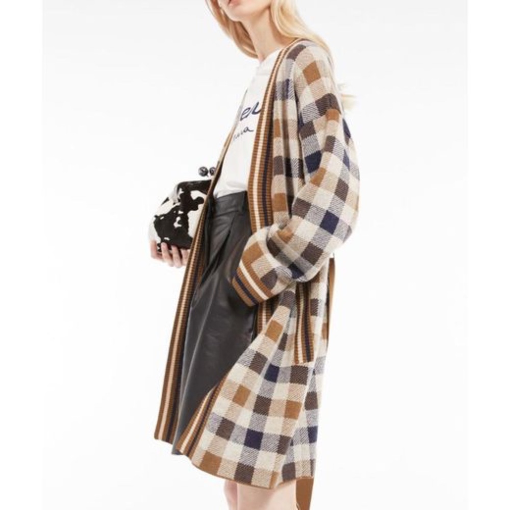 Weekend Max Mara Lavagna Belted Plaid Cardigan